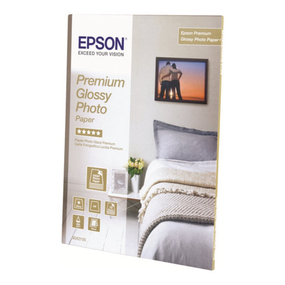 EPSS042183 Epson Premium Glossy Photo Paper - High-glossy - resin coated - 10.4 mil - bright white - Letter A Size (8.5 in x 11 in) - 252 g/m² - 25 sheet(s) photo paper - for EcoTank ET-3600; Expression ET-3600; WorkForce ET-16500