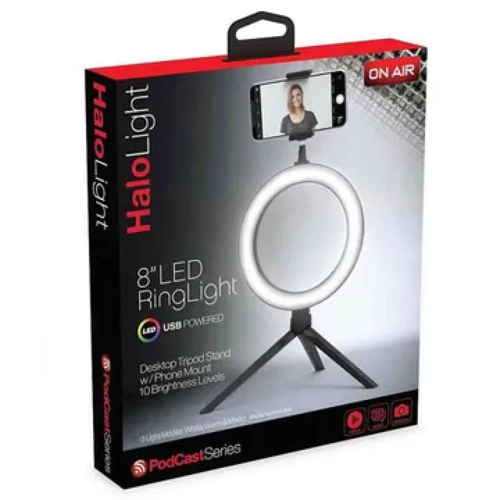 HD178 Tzumi On Air Halo Light 8” LED Ring Light & Tripod Stand