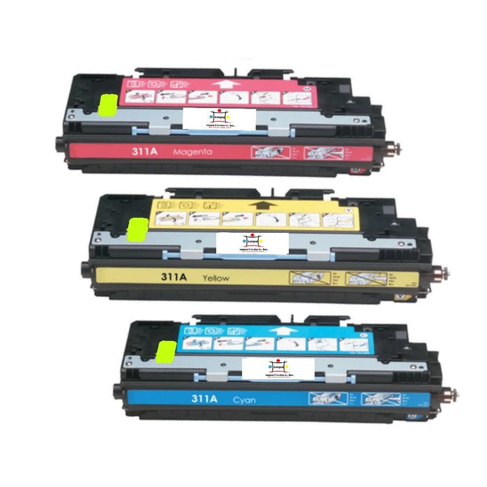 Ampuproducts Compatible Toner Cartridge Replacement For HP Q2681A, Q2683A, Q2682A (308A-Black) Cyan, Yellow, Magenta (6K YLD) 3-Pack