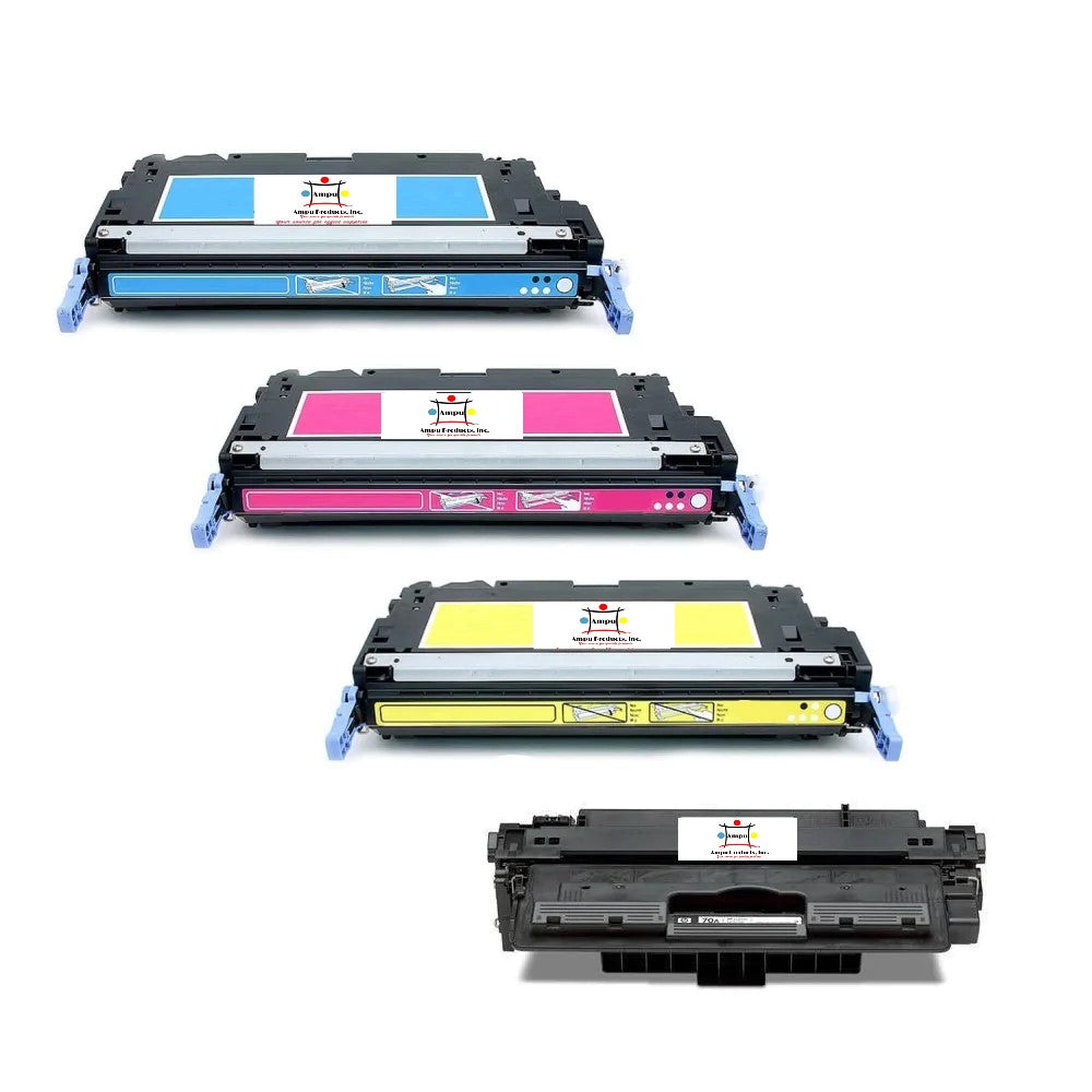 Ampuproducts Compatible Toner Cartridge Replacement For HP Q7570A, Q7581A, Q7582A, Q7583A (70A- Black, 503A-Color) Black, Cyan, Yellow, Magenta (15K YLD- Black, 6K YLD-Color) 4-Pack