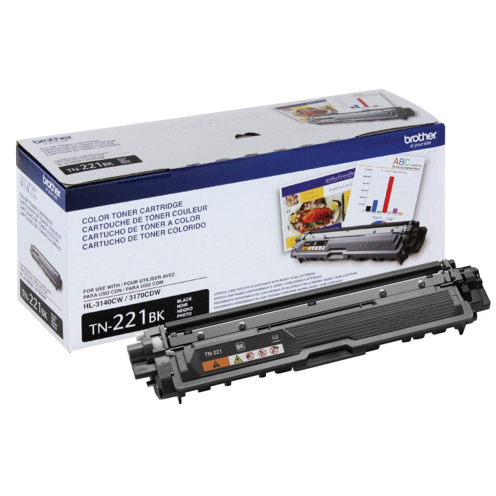 Brother TN221BK Black Genuine TN-221BK Toner Cartridge in Retail Packaging (2.5K YLD)