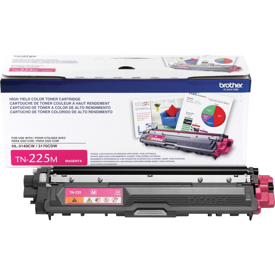 Brother TN225M High Yield Magenta TN-225M Toner Cartridge in Retail Packaging (2.2K YLD)