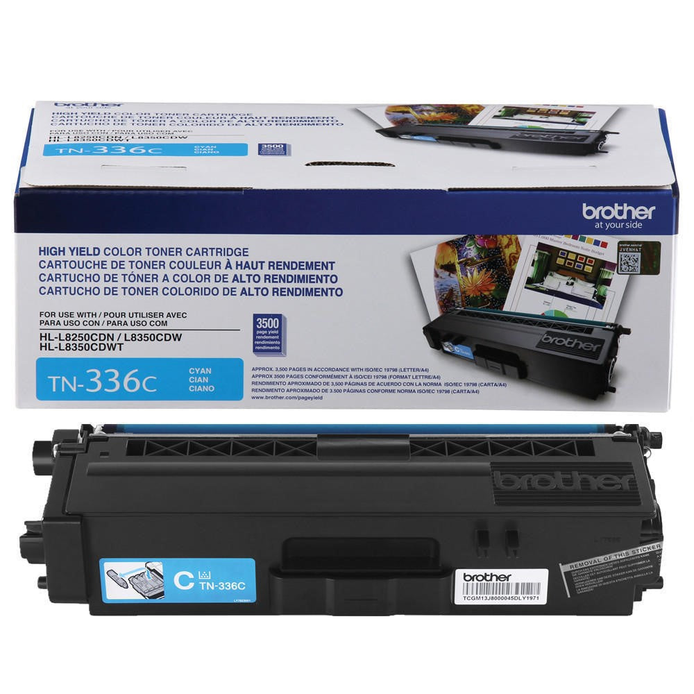 Brother TN336C High Yield Cyan Genuine TN-336C Toner Cartridge in Retail Packaging (3.5K YLD)