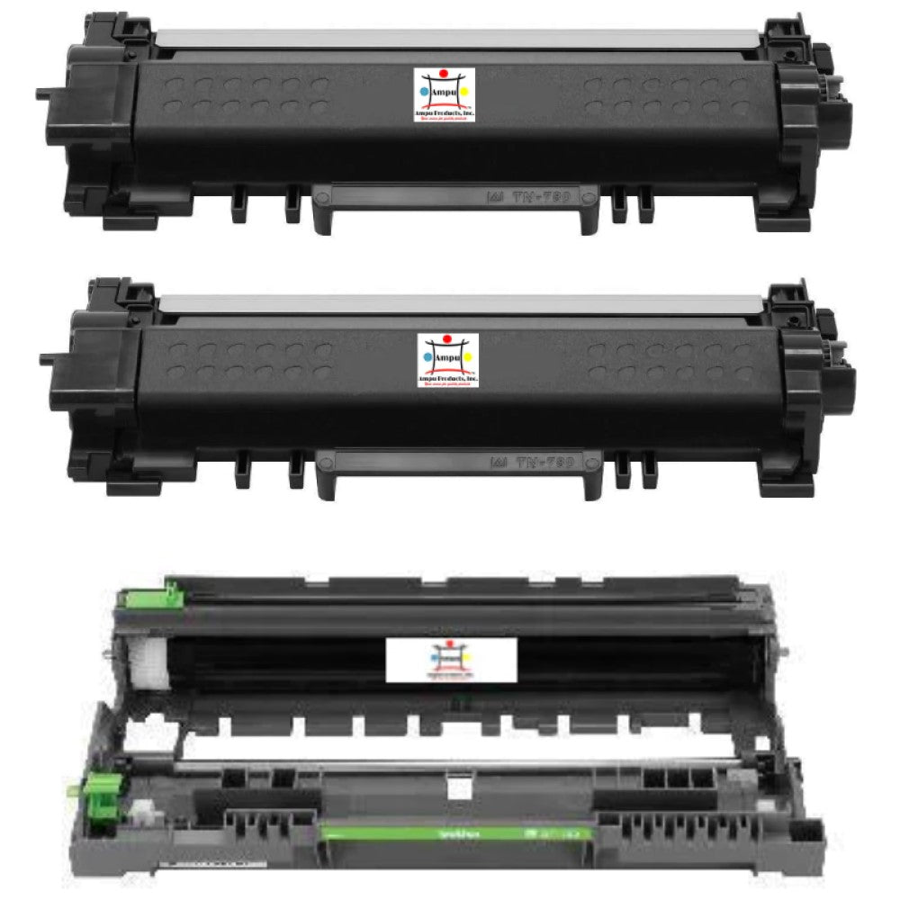 Ampuproducts Compatible Toner Cartridge and Drum Unit Replacement for BROTHER TN760, DR730 (TN-760, DR-730) Black (3-Pack)