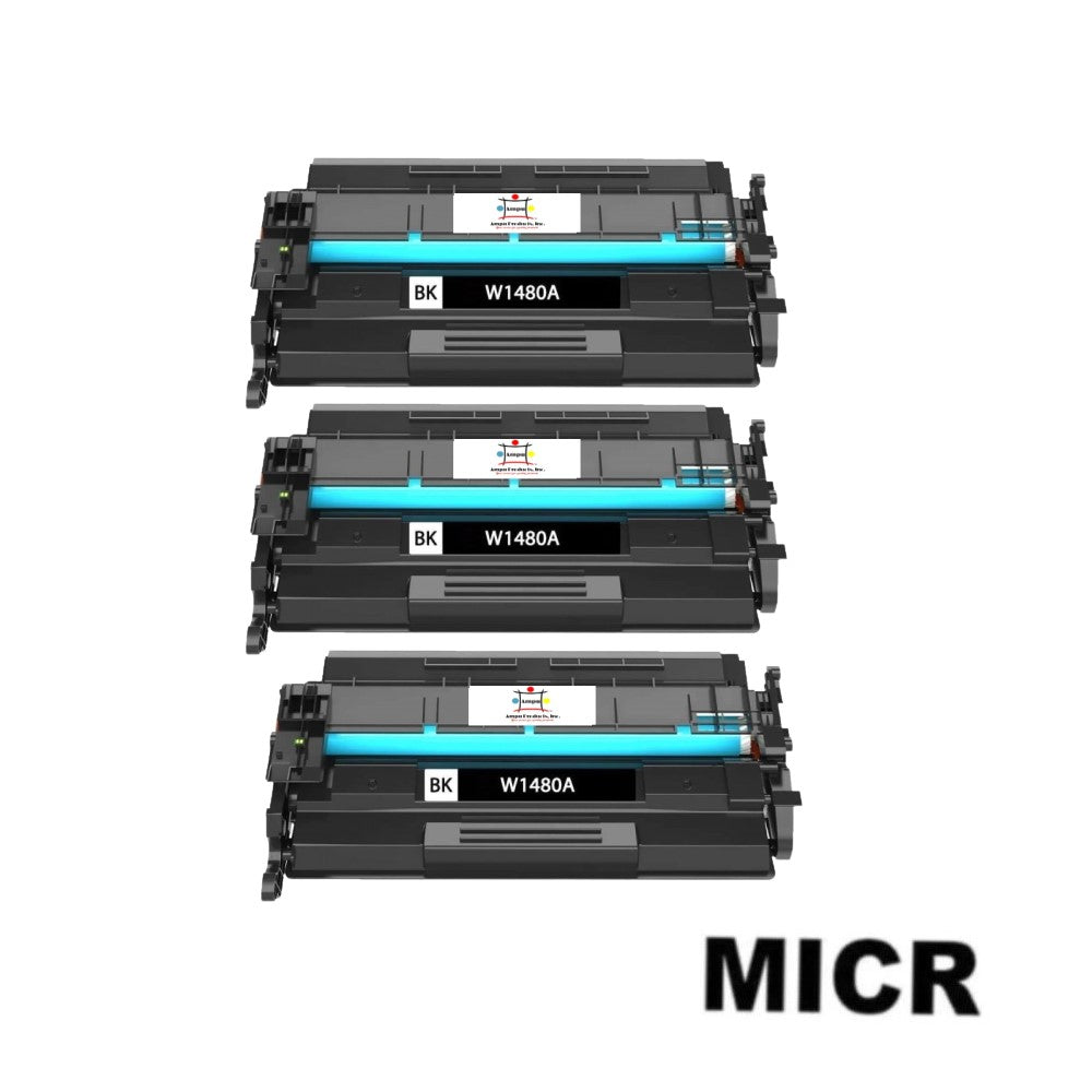 Compatible Toner Cartridge Replacement For HP W1480A (148A) Black (2.9K YLD) W/Micr (3-Pack)