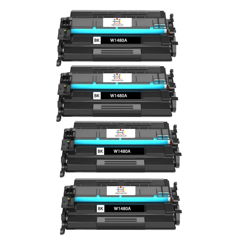 Compatible Toner Cartridge Replacement For HP W1480A (148A) Black (2.9K YLD) W/New Chip (4-Pack)