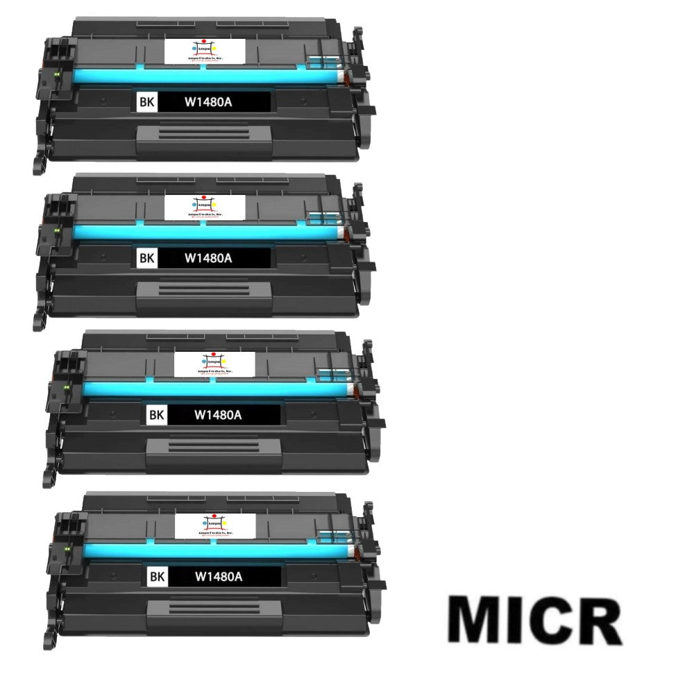 Compatible Toner Cartridge Replacement For HP W1480A (148A) Black (2.9K YLD) W/Micr (4-Pack)