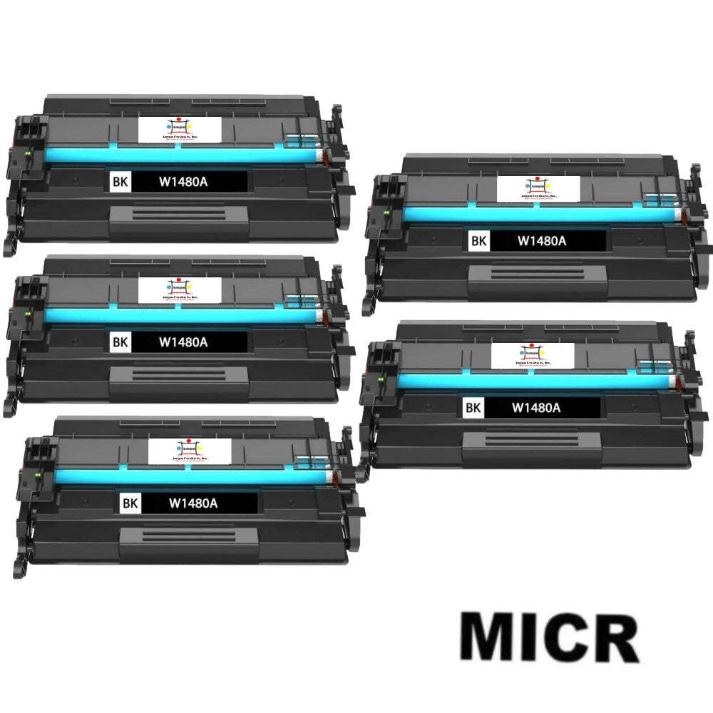Compatible Toner Cartridge Replacement For HP W1480A (148A) Black (2.9K YLD) W/Micr (5-Pack)