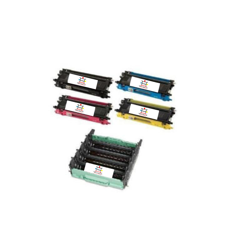 Ampuproducts Compatible Toner Cartridge and Drum Unit Replacement For BROTHER 1) DR110CL/1) TN115BK/1) TN115C/1) TN115Y/1) TN115M (COMPATIBLE) 5 PACK