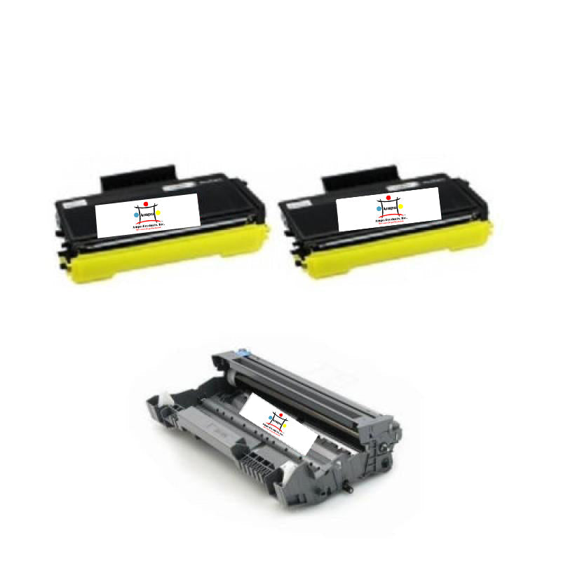 Ampuproducts Compatible Toner Cartridge and Drum Unit Replacement for BROTHER 2) TN580/ 1) DR520 (TN-580, DR-520) 3 PACK