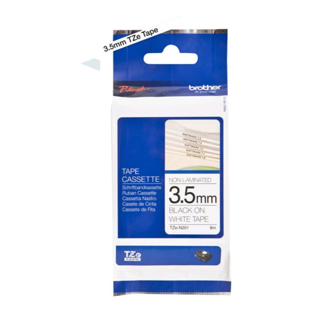 BRTTZEN201 Brother TZe-N201 - Black on white - Roll (1.4 in x 26.2 ft) 1 roll(s) non-laminated tape - for Brother PT-D210, D600, H110, P750, P950; P-Touch PT-1005, D450; P-Touch Cube Pro PT-P910