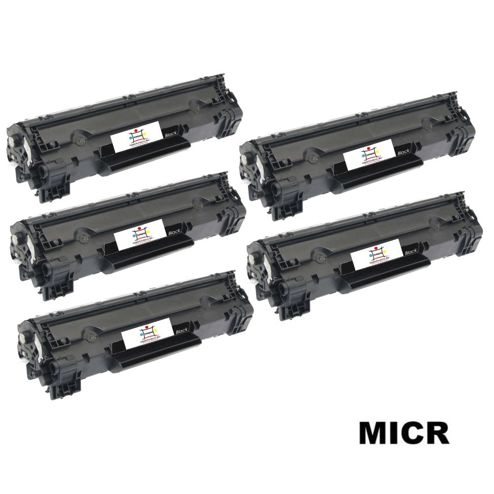 Ampuproducts Compatible Toner Cartridge Replacement for HP CB436A (36A) Black (2K YLD) W/MICR (5-Pack)
