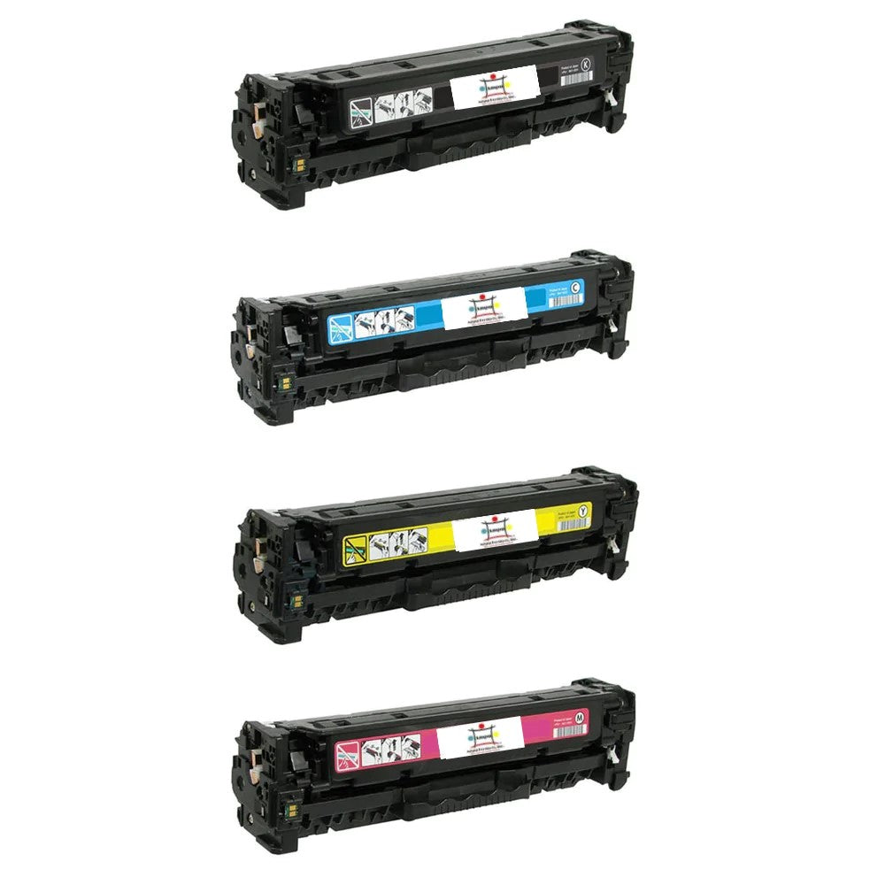Ampuproducts Compatible Toner Cartridge Replacement For HP CB540A, CB541A, CB542A, CB543A (125A) Black, Cyan, Magenta, Yellow (4-Pack)