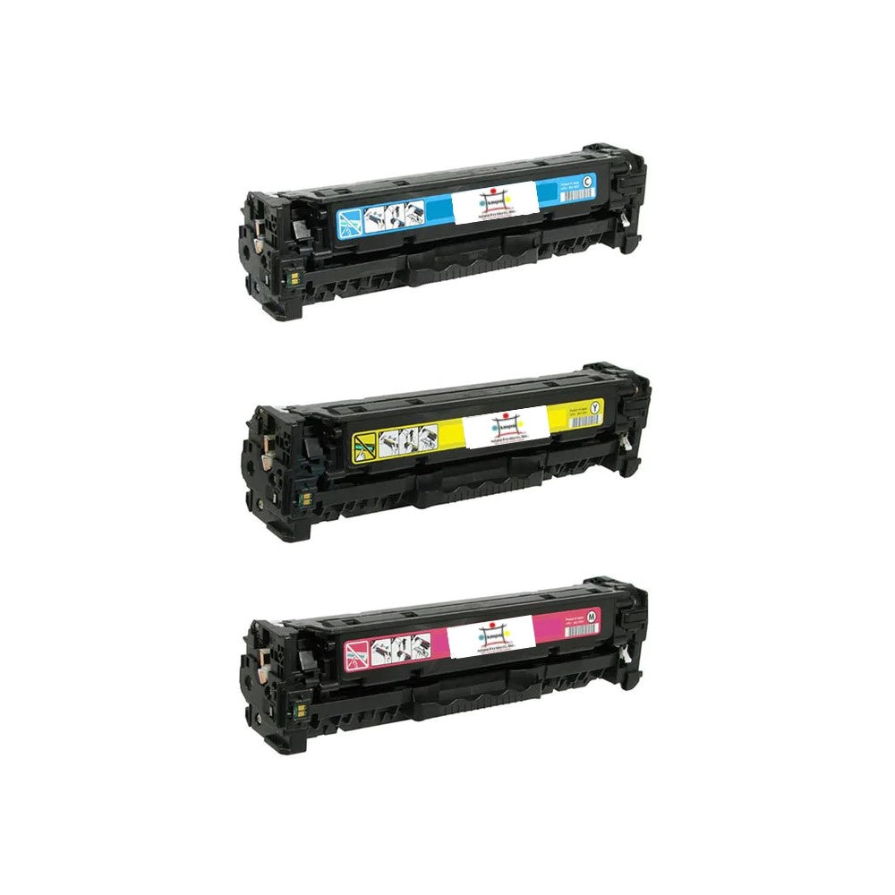 Ampuproducts Compatible Toner Cartridge Replacement For HP CB541A, CB542A, CB543A (125A) Cyan, Magenta, Yellow (3-Pack)
