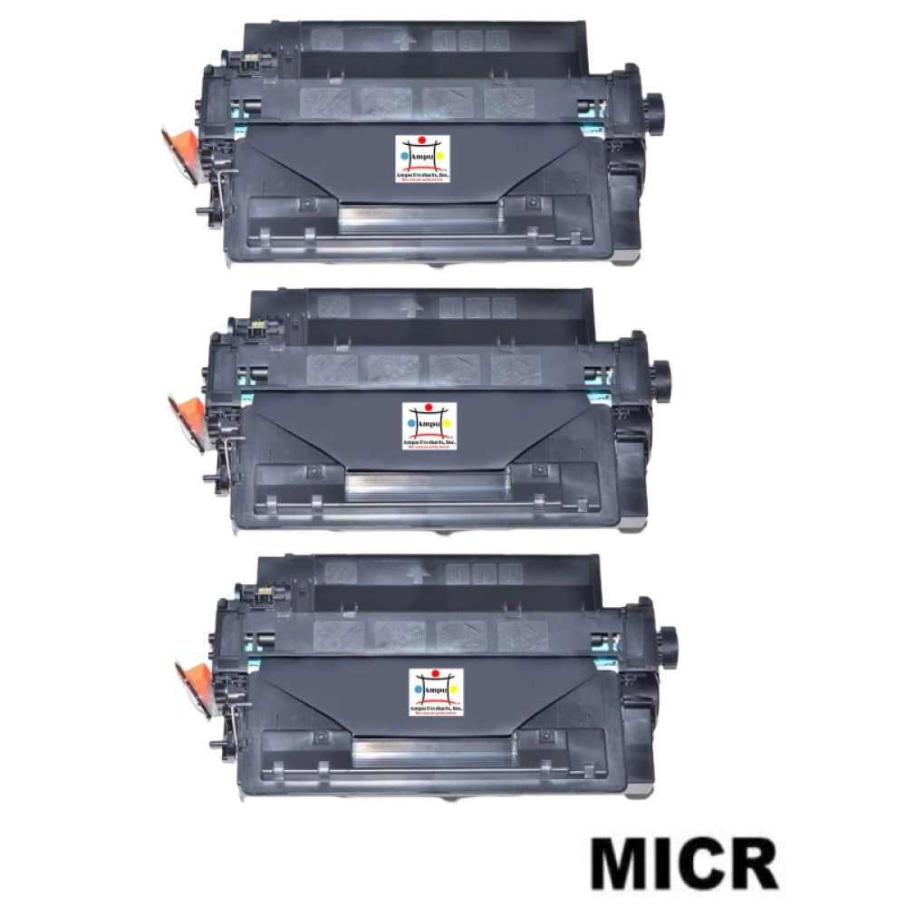 Ampuproducts Compatible Toner Cartridge Replacement for HP CE255A (55A) Black (6K YLD) 3-Pack (W/MICR)