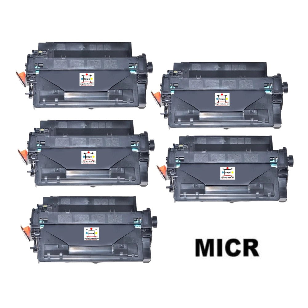 Ampuproducts Compatible Toner Cartridge Replacement for HP CE255A (55A) Black (6K YLD) 5-Pack (W/MICR)
