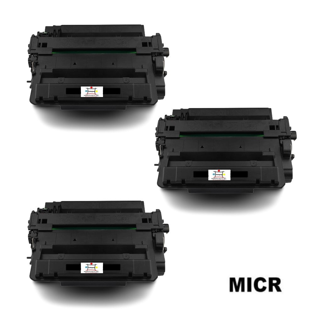 Ampuproducts Compatible Toner Cartridge Replacement for HP CE255X (55X) High Yield Black (12.5K YLD) 3-Pack (W/MICR)