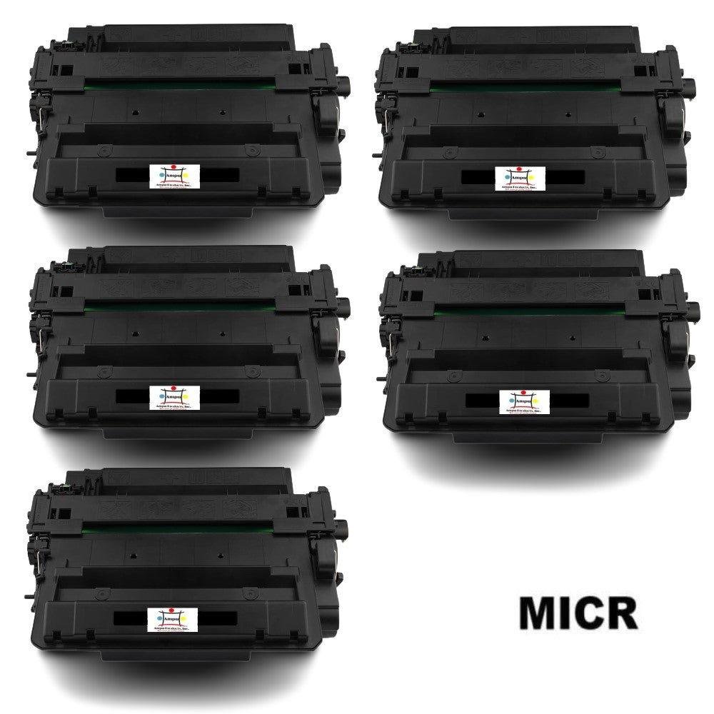 Ampuproducts Compatible Toner Cartridge Replacement for HP CE255X (55X) High Yield Black (12.5K YLD) 5-Pack (W/MICR)