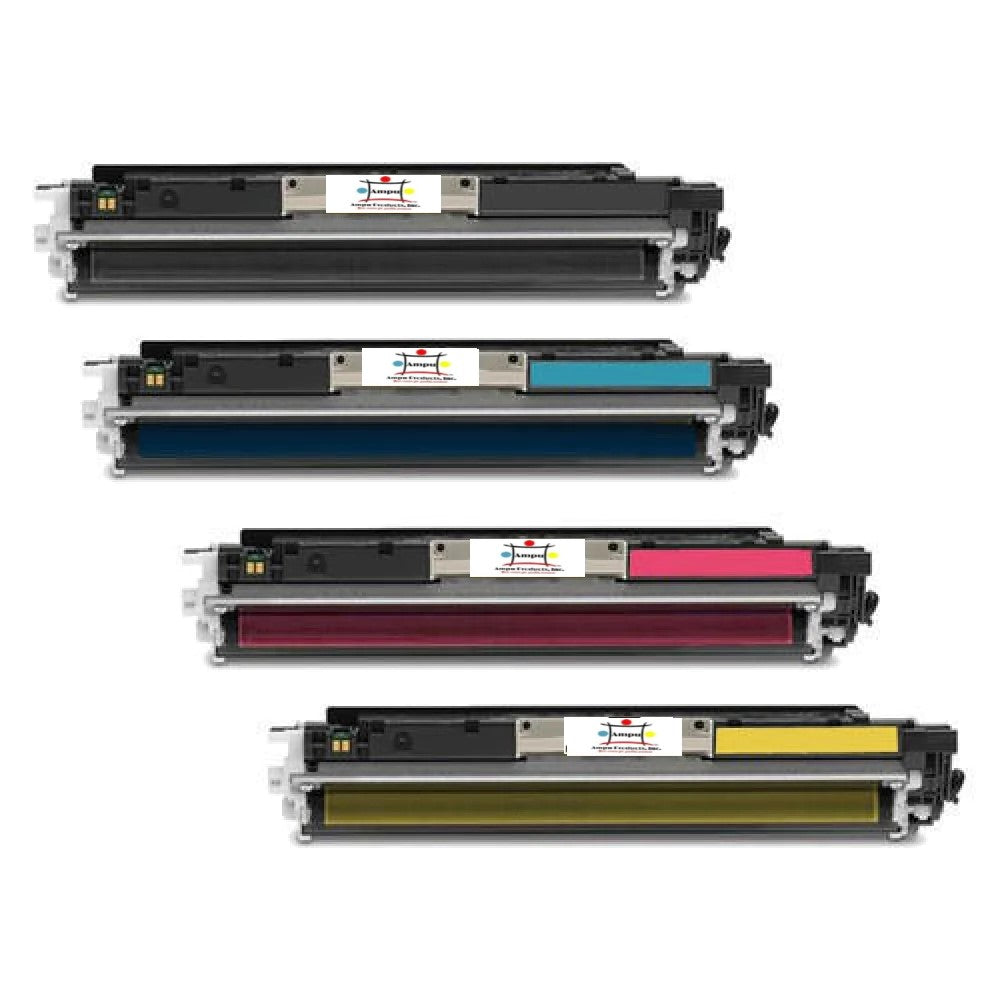 Ampuproducts Compatible Toner Cartridge Replacement For HP CE310A, CE311A, CE312A, CE313A (126A) Black, Cyan, Yellow, Magenta (1.2K Black, 1K Color ) 4-Pack