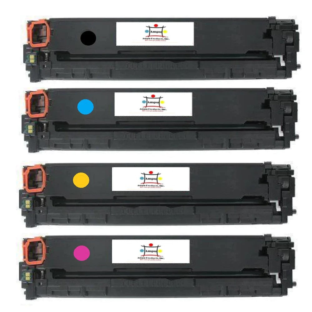 Ampuproducts Compatible Toner Cartridge Replacement For HP CE320A, CE321A, CE322A, CE323A (128A) Black, Cyan, Yellow, Magenta (2K Black, 1.3K Color) 4-Pack
