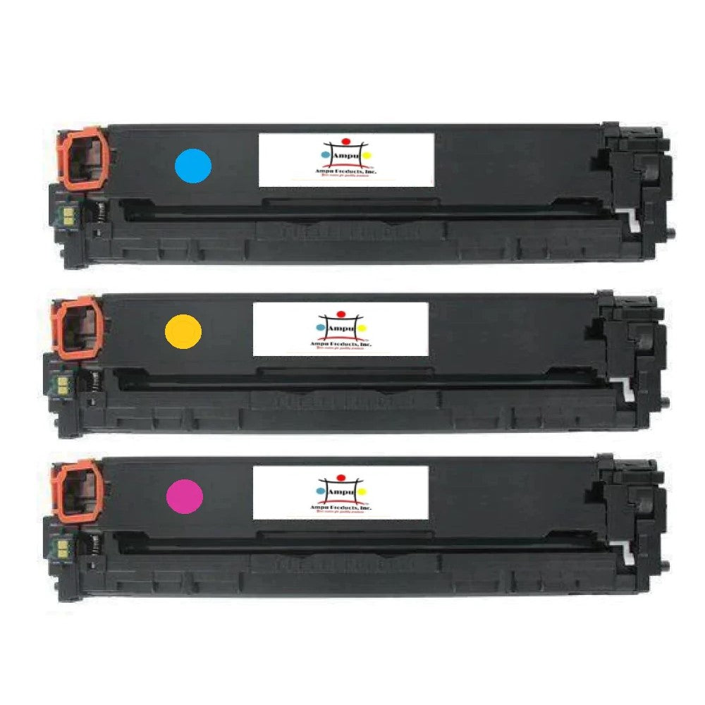 Ampuproducts Compatible Toner Cartridge Replacement For HP CE321A, CE322A, CE323A (128A) Cyan, Yellow, Magenta (1.3K YLD) 3-Pack