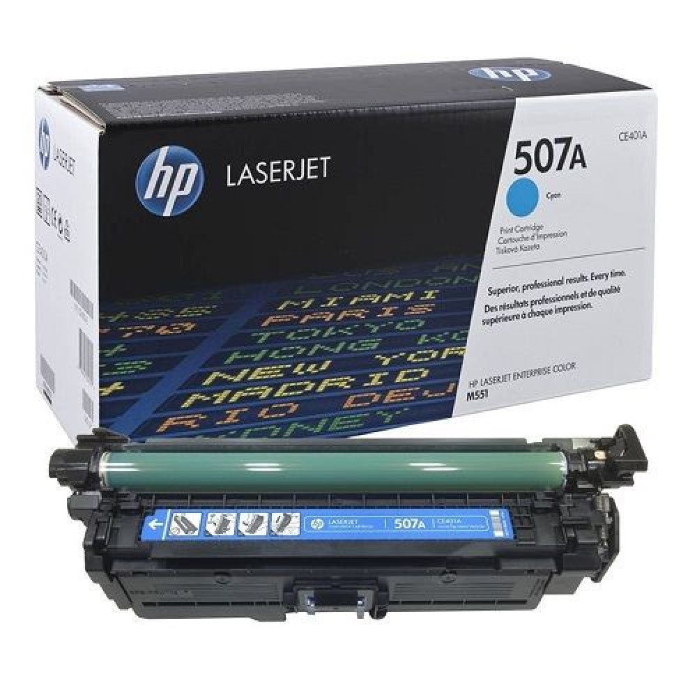 HP 507A Cyan Genuine CE401A Toner Cartridge in Retail Packaging (6K YLD)