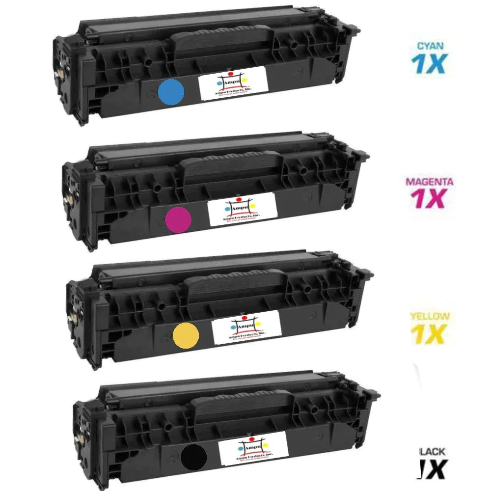 Ampuproducts Compatible Toner Cartridge Replacement For HP CE410A, CE411A, CE412A, CE413A (305A) Black, Cyan, Magenta, Yellow (2.6K YLD) 4-Pack