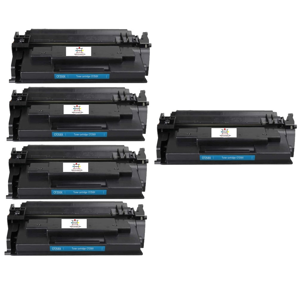 Ampuproducts Compatible Toner Cartridge Replacement for HP CF258X (58X) Black (10K) 5-Pack (W/New Chip)