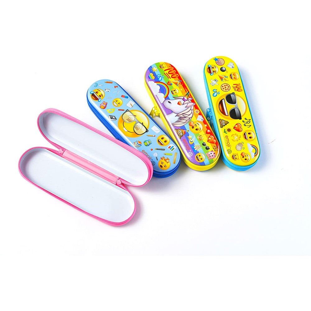 ci225 emoji pencil case with zipper in 4 assorted styles
