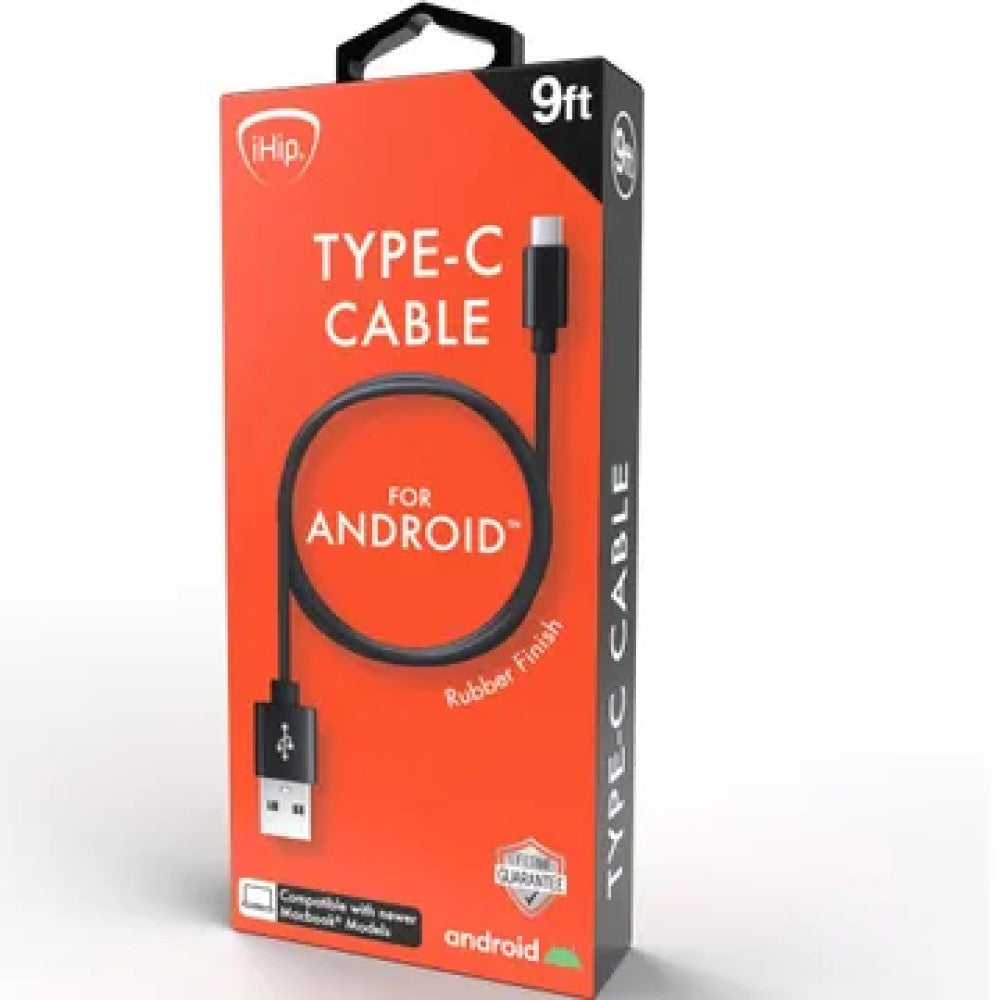 DA312 iHip 9 Foot Black PVC USB Type C Cable