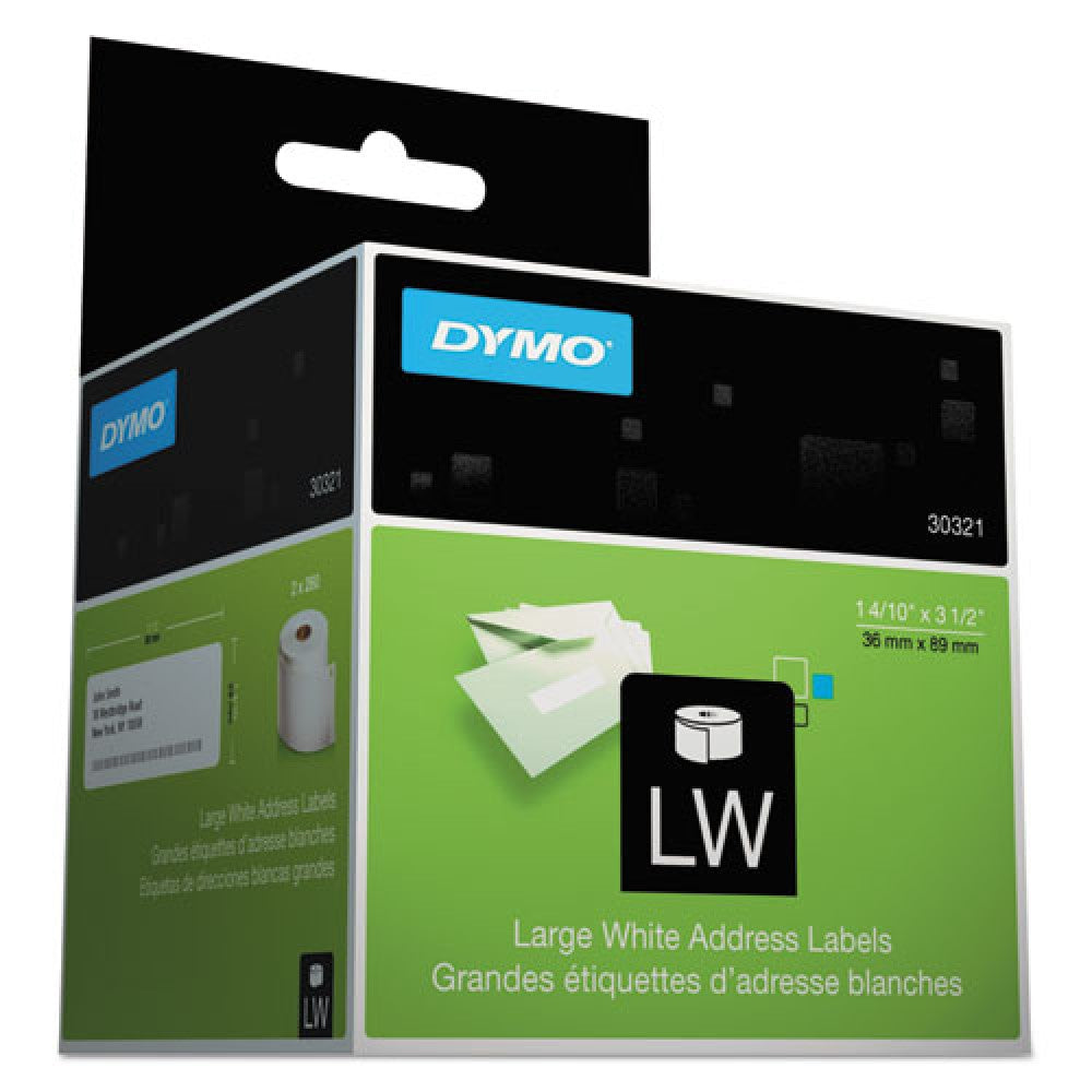 DYM30321 DYMO LabelWriter Large - Permanent adhesive - black on white - 1.4 in x 3.5 in 520 label(s) (2 roll(s) x 260) address labels - for DYMO Desktop Mailing Solution; DYMO LabelWriter 450, 4XL