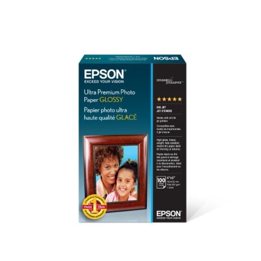 EPSS042174 Epson Ultra Premium Glossy Photo Paper - Glossy - 11.8 mil - 4 in x 6 in 100 sheet(s) photo paper - for EcoTank ET-3600; Expression ET-3600; WorkForce ET-16500