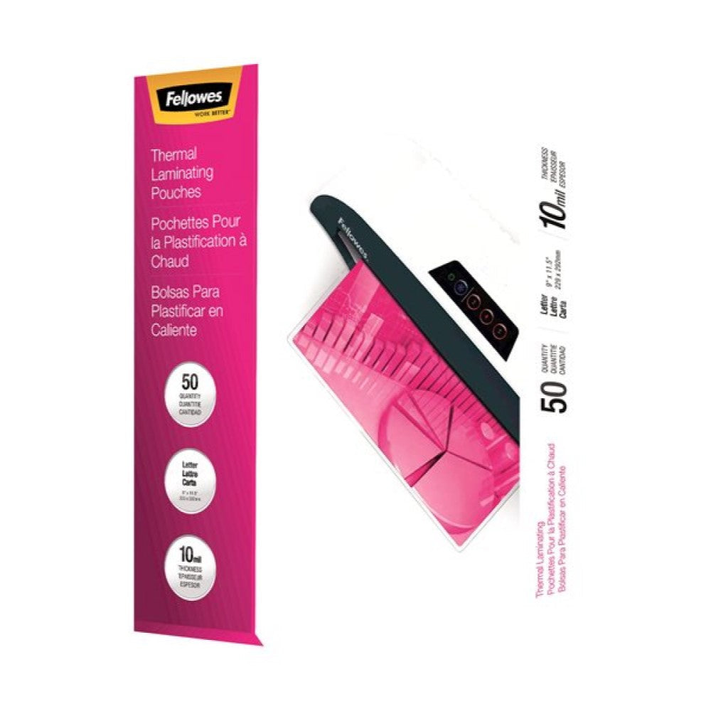 FEL52042 Fellowes Letter - 50-pack - clear - clear - 9 in x 11.5 in glossy laminating pouches - for Titan TL-125; Voyager VY-125