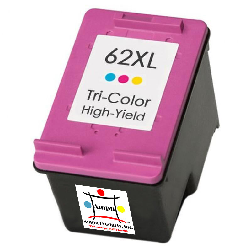 Ampuproducts Compatible Ink Cartridge Replacement for HP C2P07AN (62XL, High Yield Tri-Color)