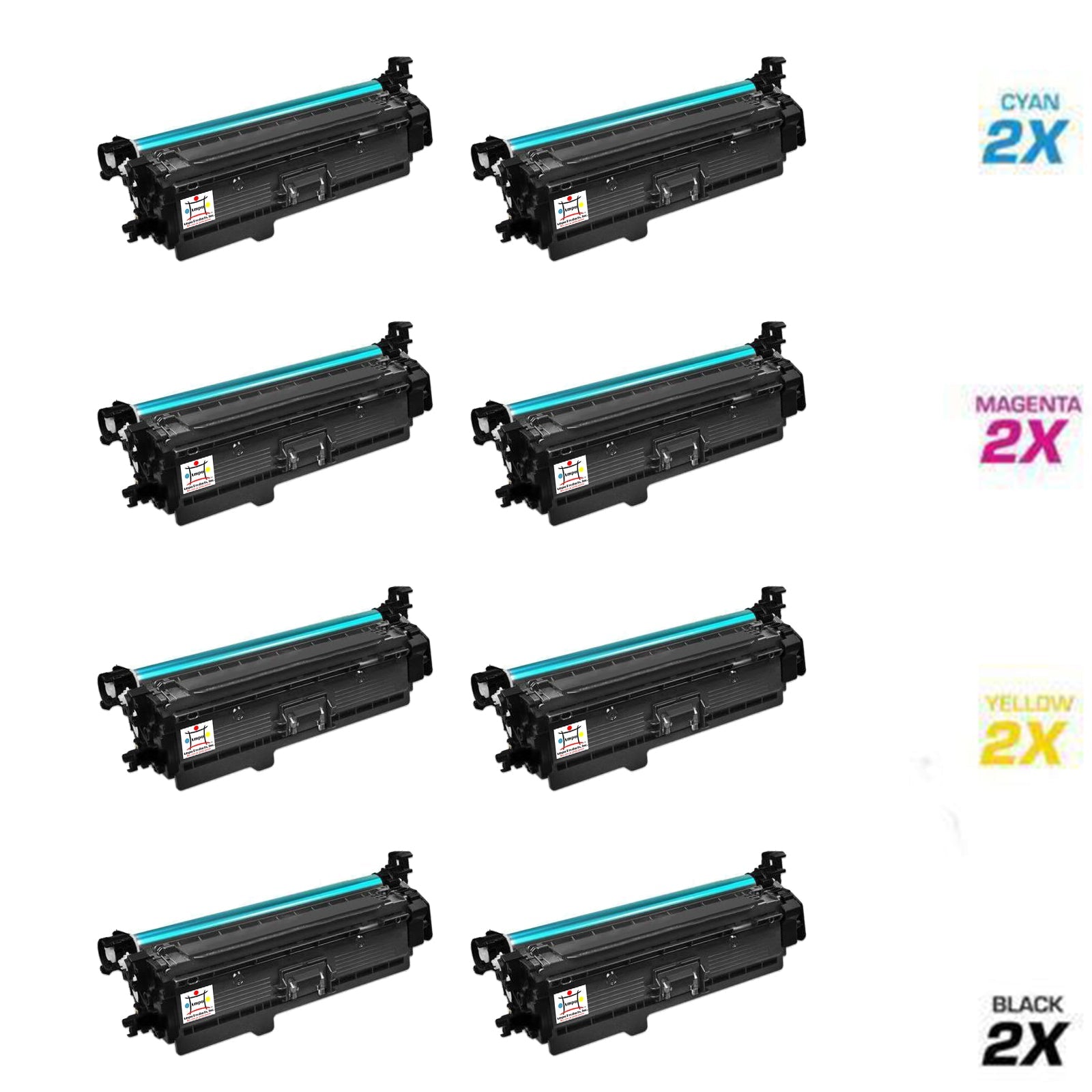 HP 2) CE400X, 2) CE401A, 2) CE402A, 2) CE403A (COMPATIBLE) 8 PACK