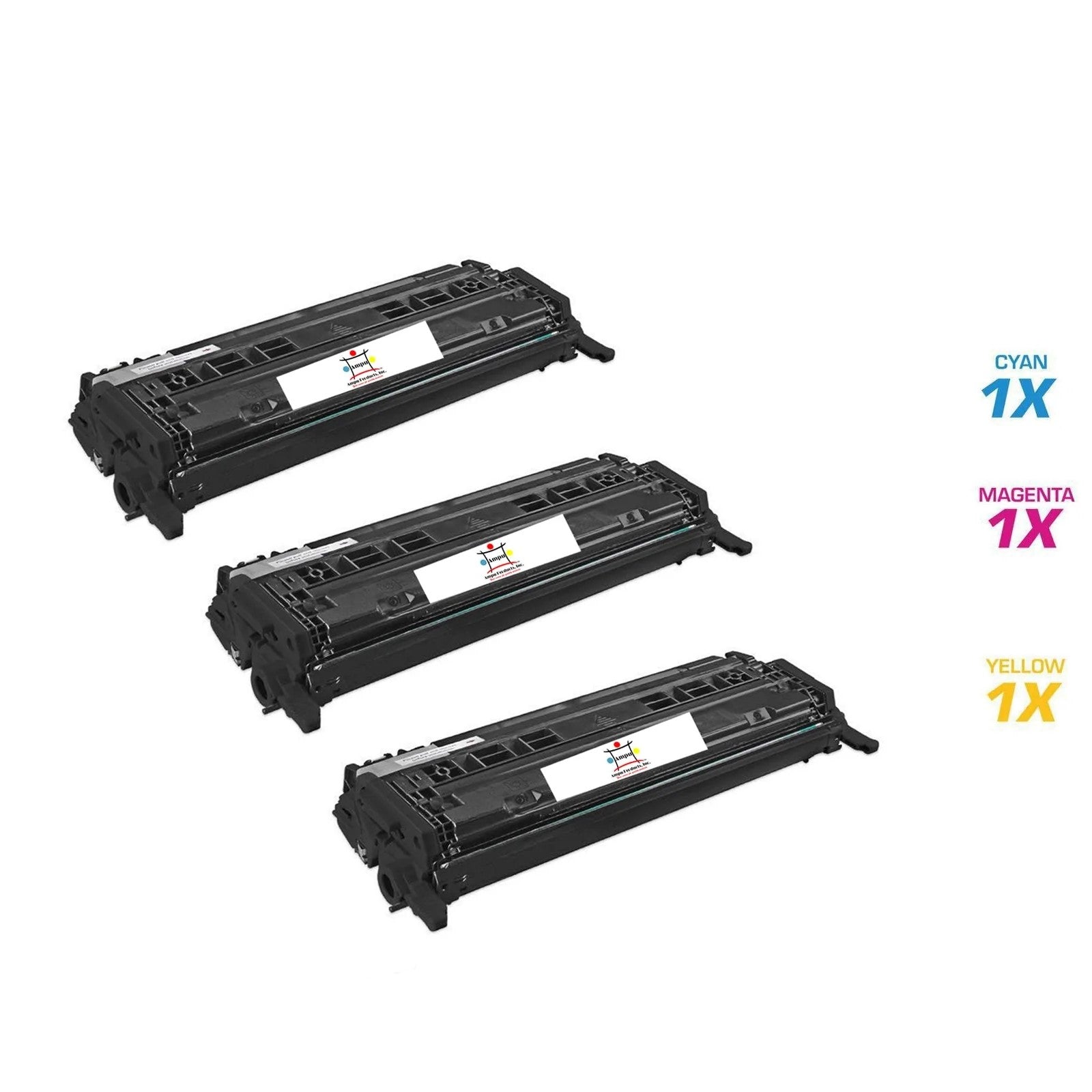 Ampuproducts ompatible Toner Cartridge Replacement For HP 1) Q6001A, 1) Q6002A, 1) Q6003A (124A) Cyan, Yellow, Magenta (2K YLD) 3-Pack