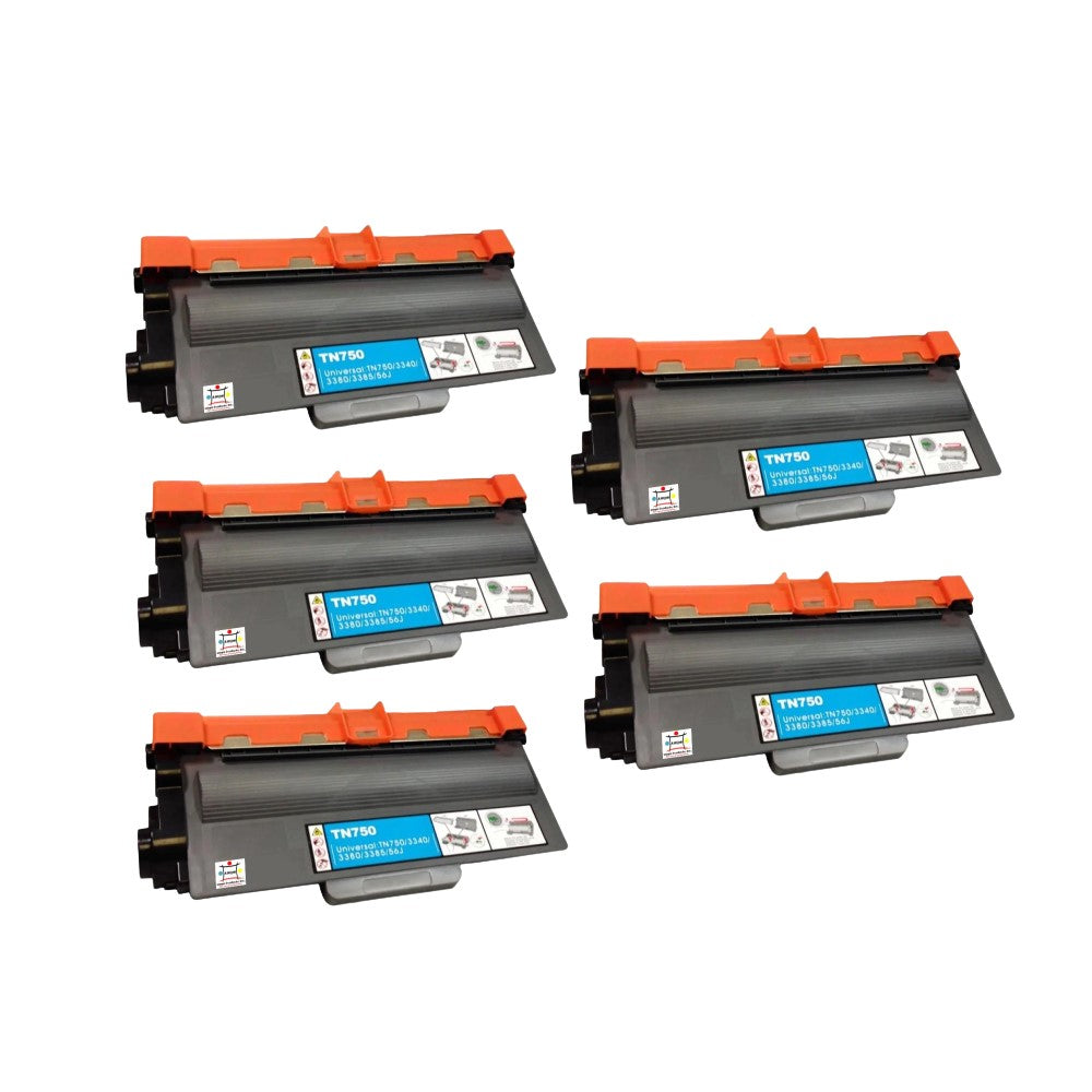 Ampuproducts Compatible Toner Cartridge Replacement for BROTHER TN750 (TN-750) High Yield Black (5-Pack)