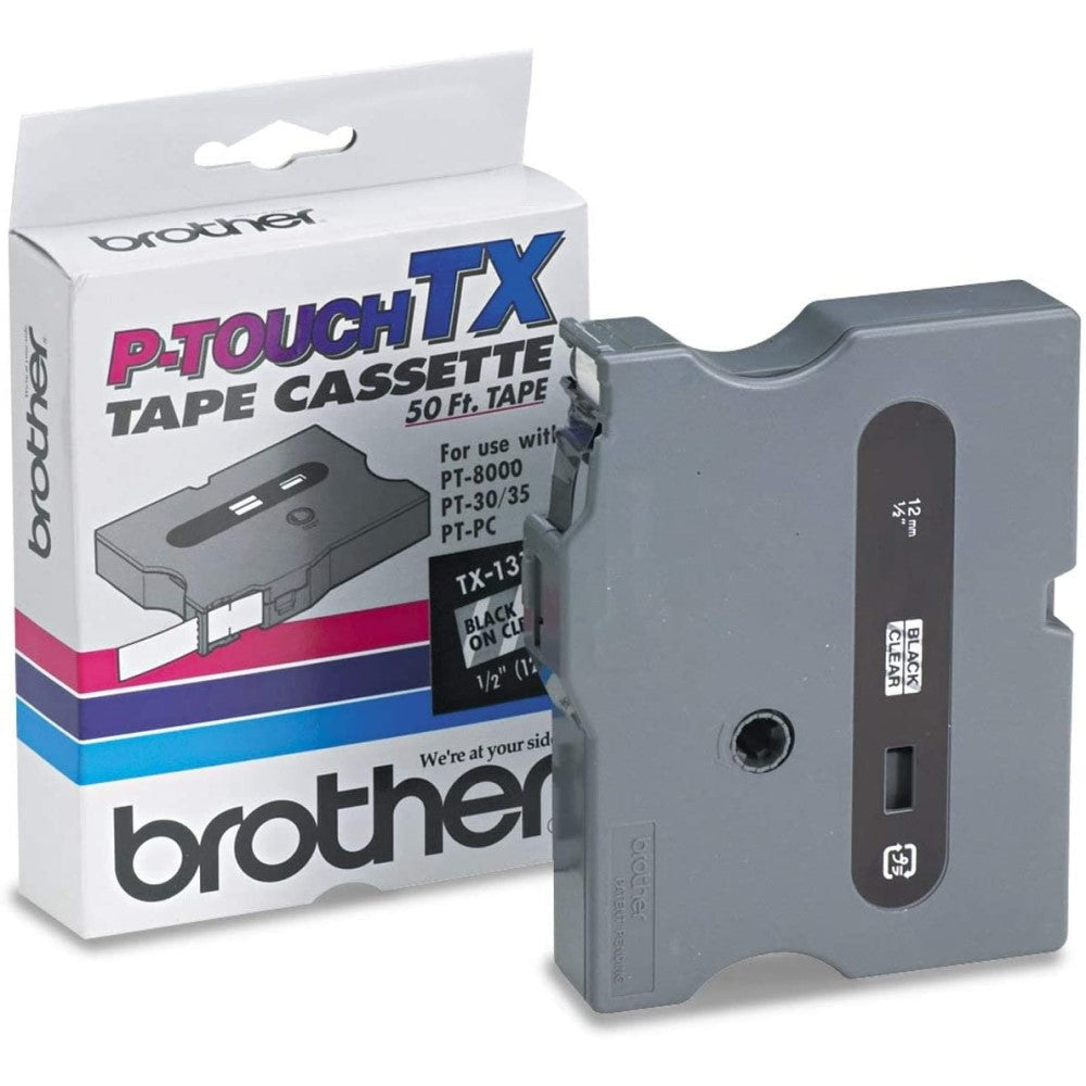 BRTTX1311 Brother TX1311 - Black on clear - Roll (0.47 in x 50 ft) 1 roll(s) laminated tape - for P-Touch PT-2500PC, PT-30, PT-35, PT-8000, PT-9200PC, PT-PC