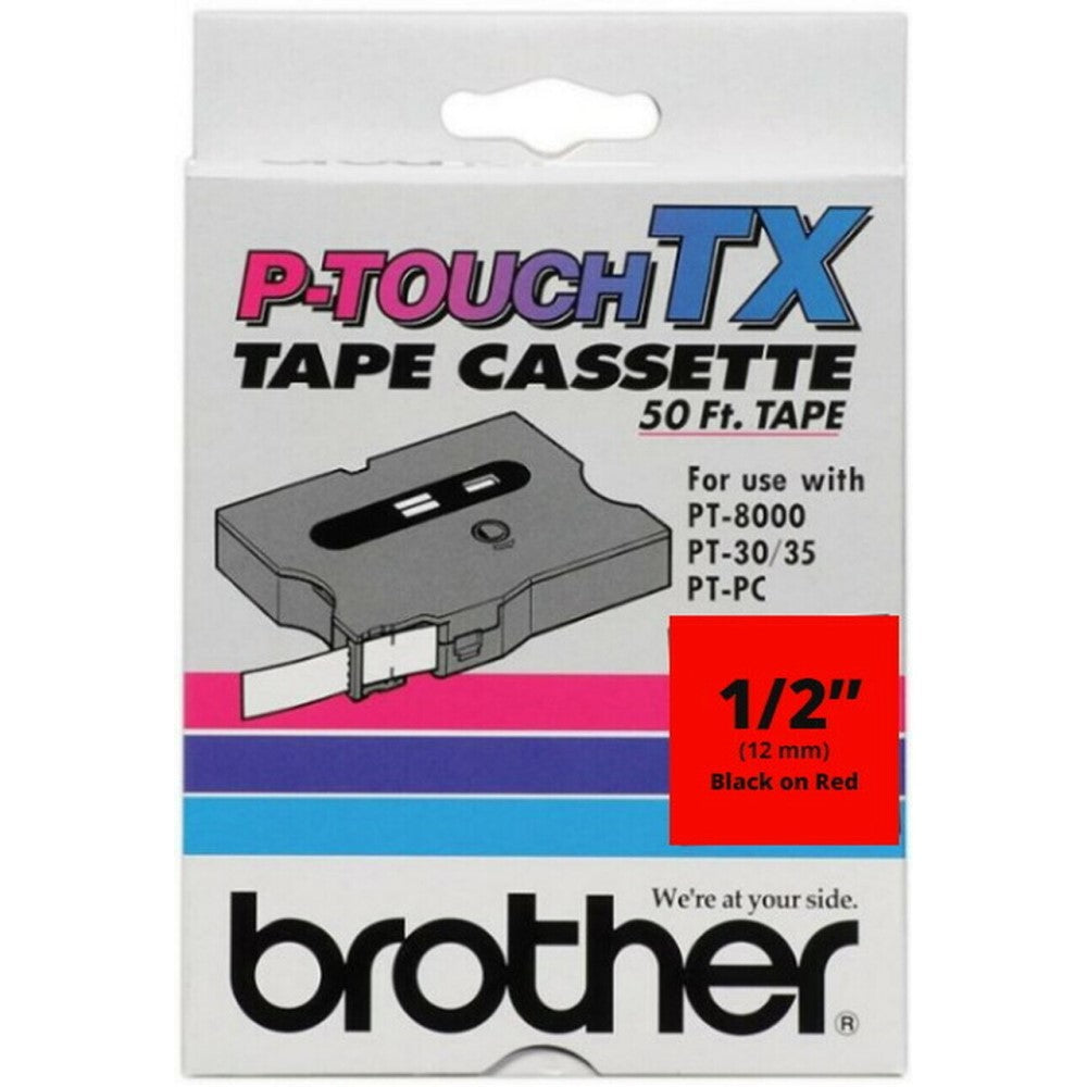 BRTTX4311 Brother TX4311 - Black on red - Roll (0.47 in x 50 ft) 1 roll(s) laminated tape - for P-Touch PT-30, PT-35, PT-8000, PT-PC