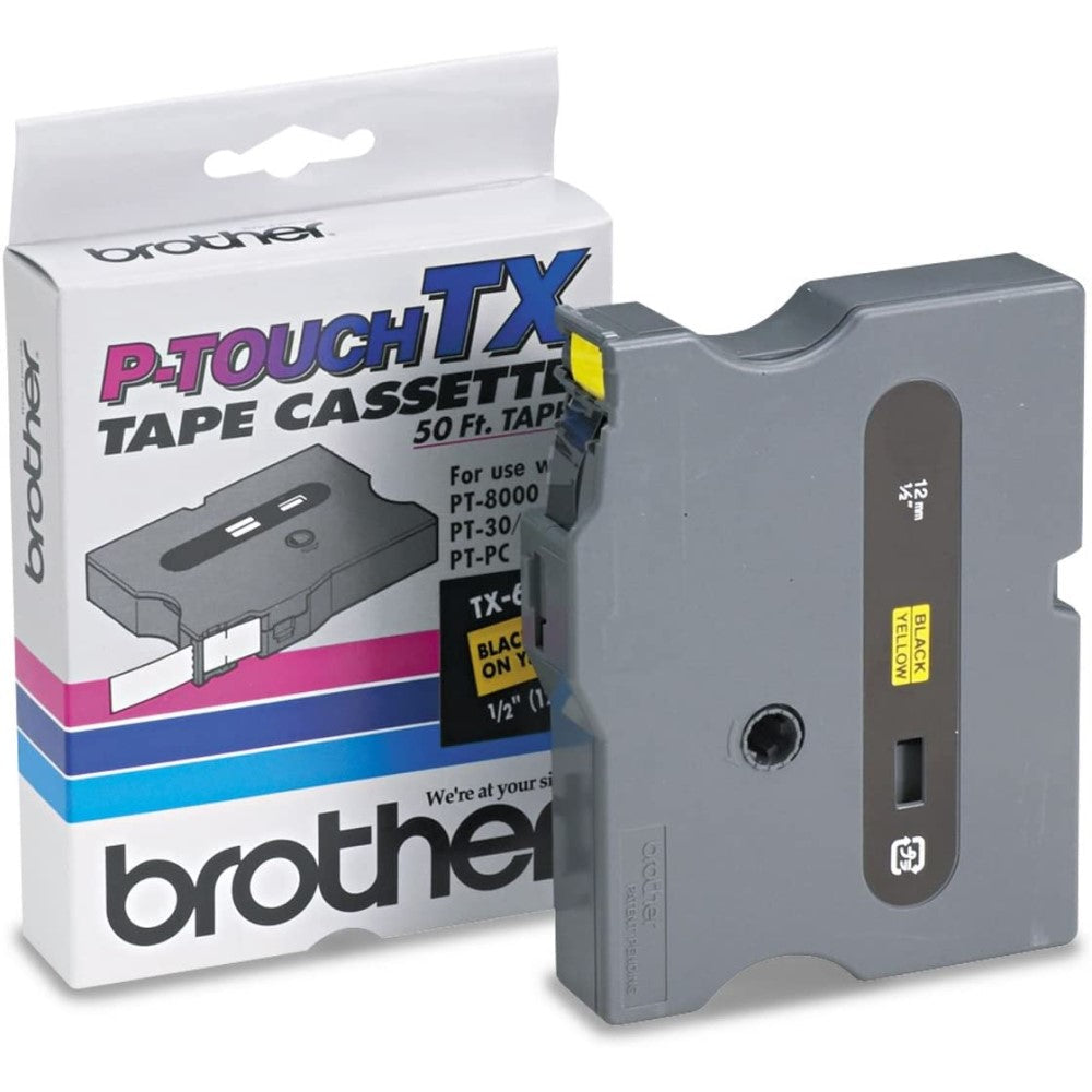 BRTTX6311 Brother TX6311 - Black on yellow - Roll (0.95 in x 50 ft) 1 roll(s) laminated tape - for P-Touch PT-30, PT-35, PT-8000, PT-PC