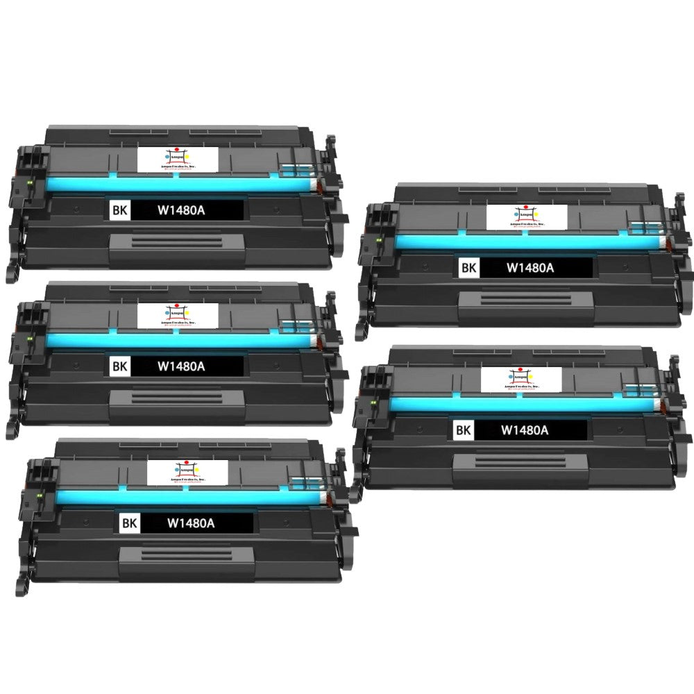 Compatible Toner Cartridge Replacement For HP W1480A (148A) Black (2.9K YLD) W/New Chip (5-Pack)