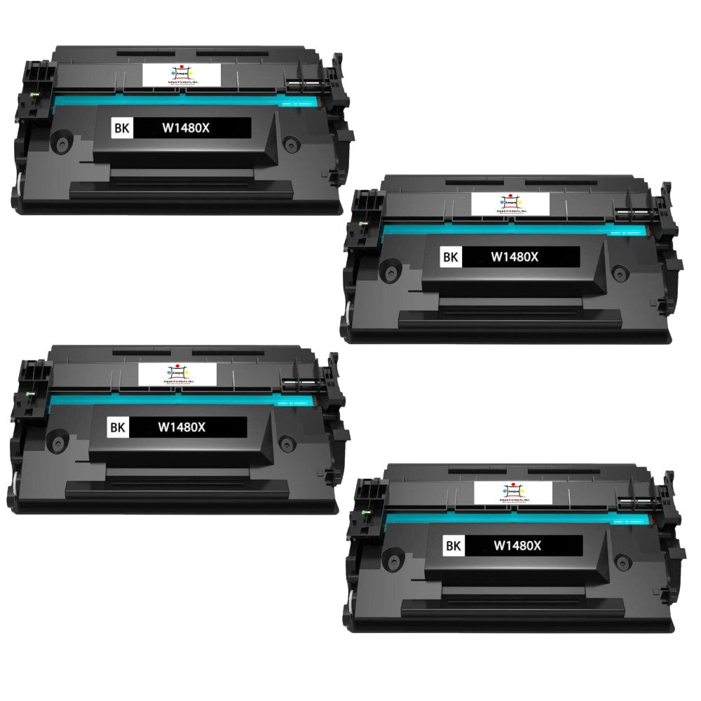 Compatible Toner Cartridge Replacement For HP W1480X (148X) Black (9.5K YLD) W/New Chip (4-Pack)