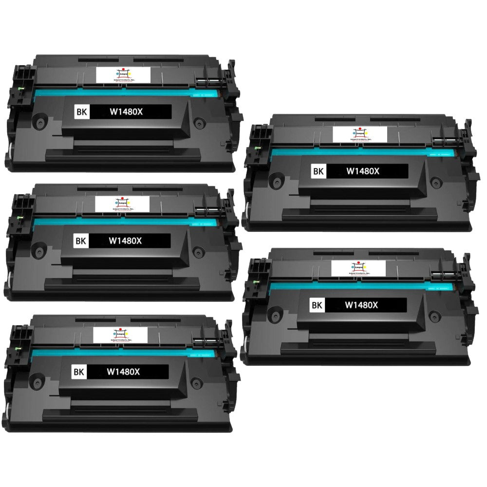 Compatible Toner Cartridge Replacement For HP W1480X (148X) Black (20K YLD) W/New OEM Chip (5-Pack)