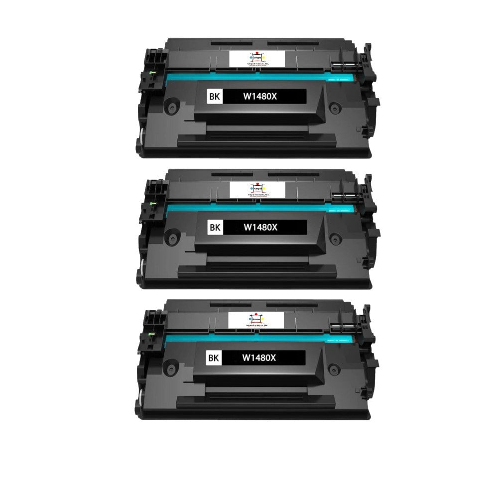 Compatible Toner Cartridge Replacement For HP W1480X (148X) Black (20K YLD) W/New OEM Chip (3-Pack)